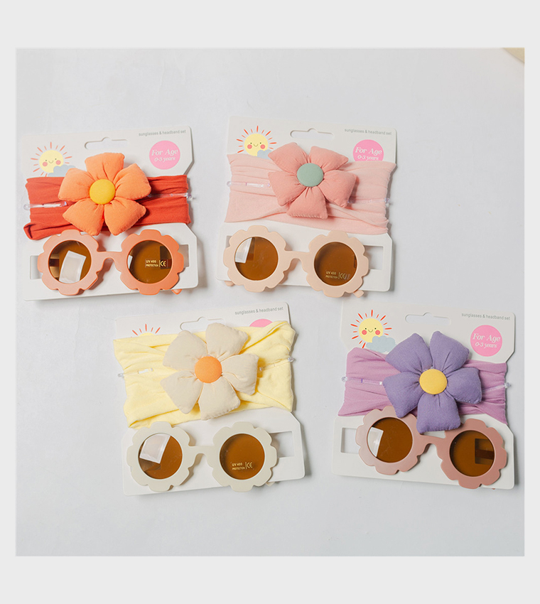 AMIRAH Sunglasses and Flower Headband Set