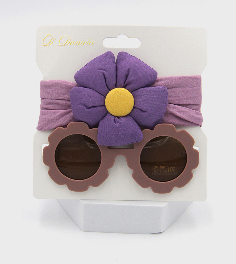 AMIRAH Sunglasses and Flower Headband Set