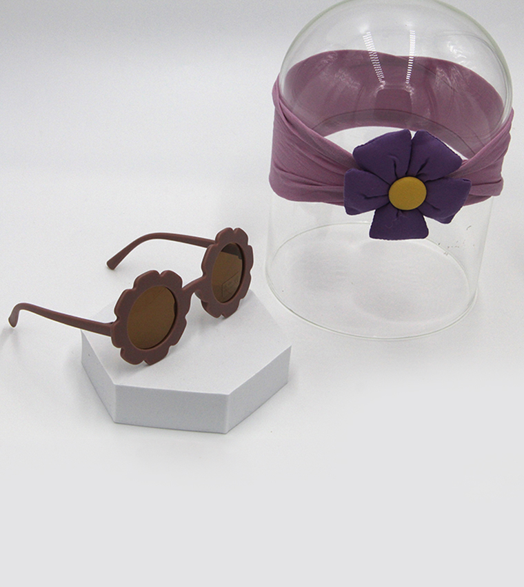 AMIRAH Sunglasses and Flower Headband Set