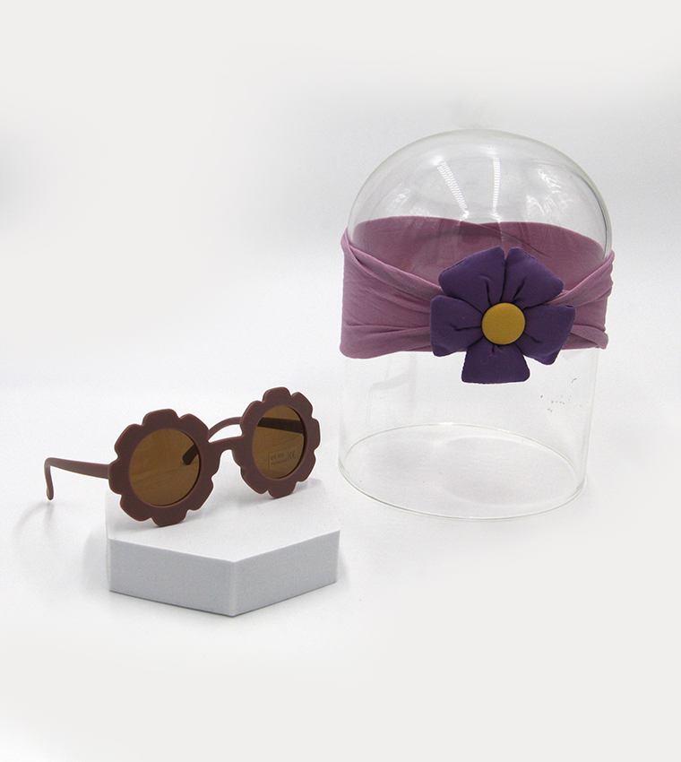AMIRAH Sunglasses and Flower Headband Set