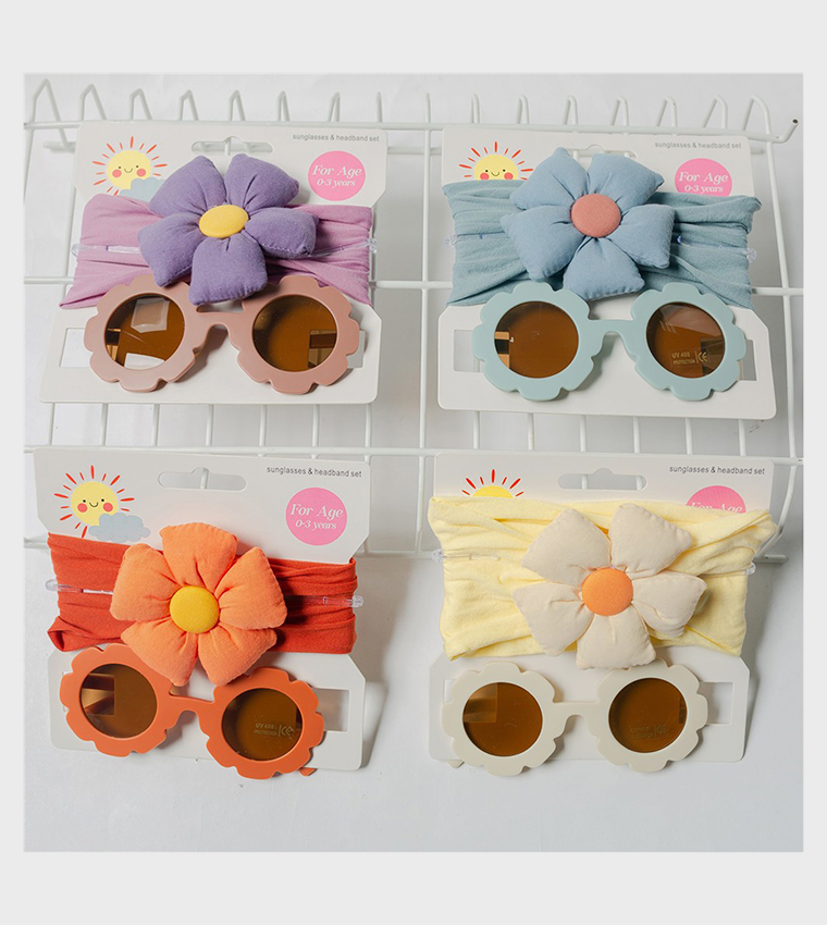 AMIRAH Sunglasses and Flower Headband Set