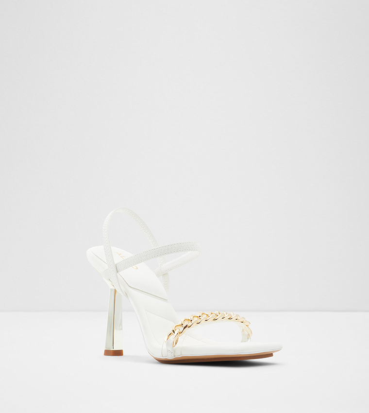 white open toe heel sandals