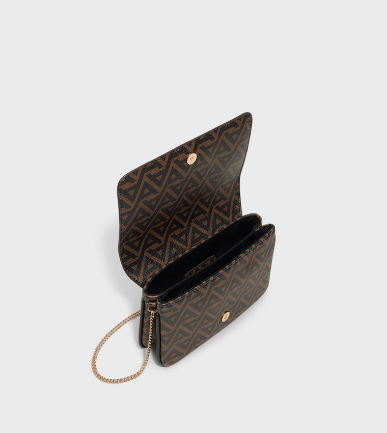 RIVERLY Logo Patterned Flap Crossbody Bag