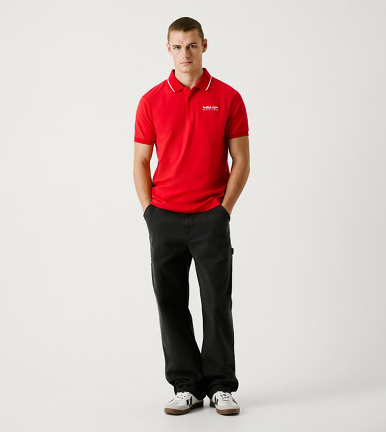 Logo Printed Contrast Tipping Polo T-Shirt