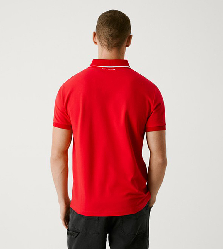 Logo Printed Contrast Tipping Polo T-Shirt