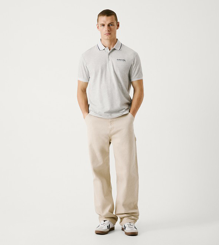 Logo Printed Contrast Tipping Polo T-Shirt