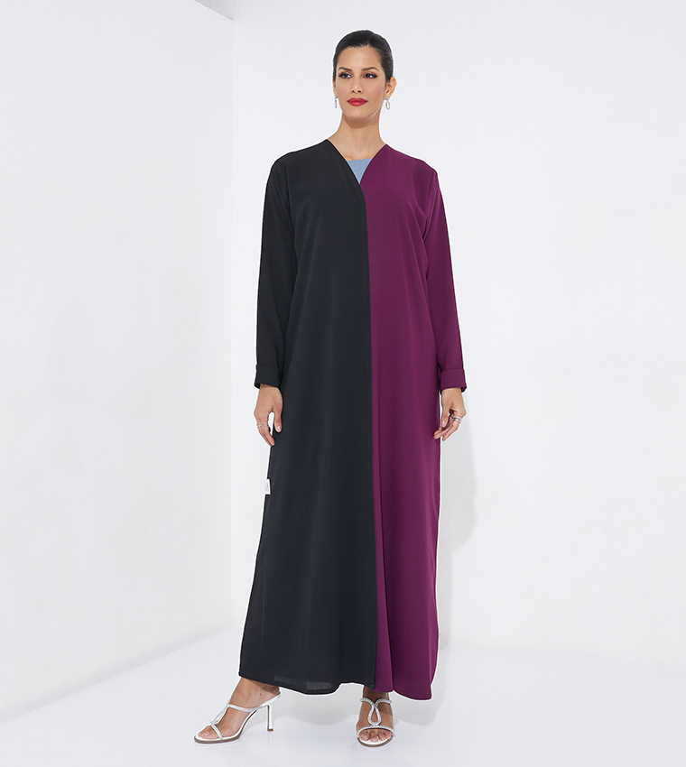 Color Block Long Sleeves Abaya