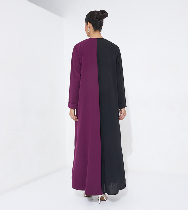 Color Block Long Sleeves Abaya