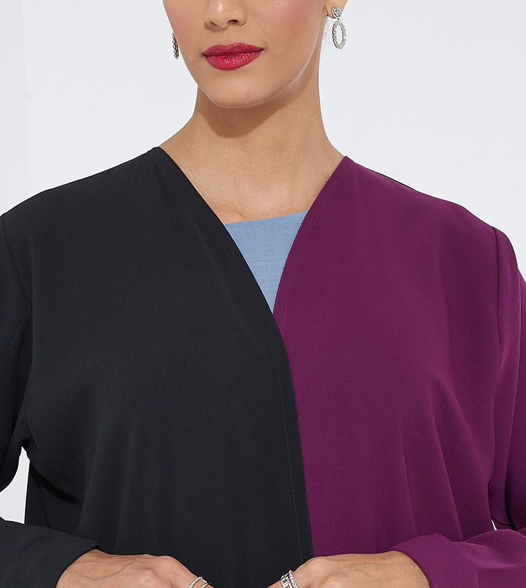 Color Block Long Sleeves Abaya