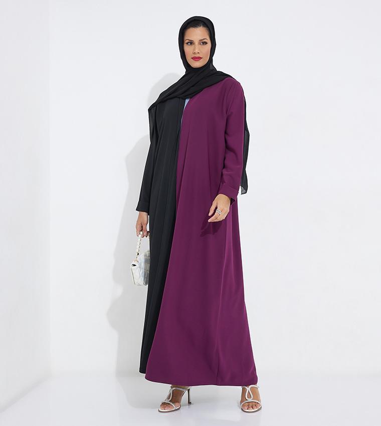 Color Block Long Sleeves Abaya