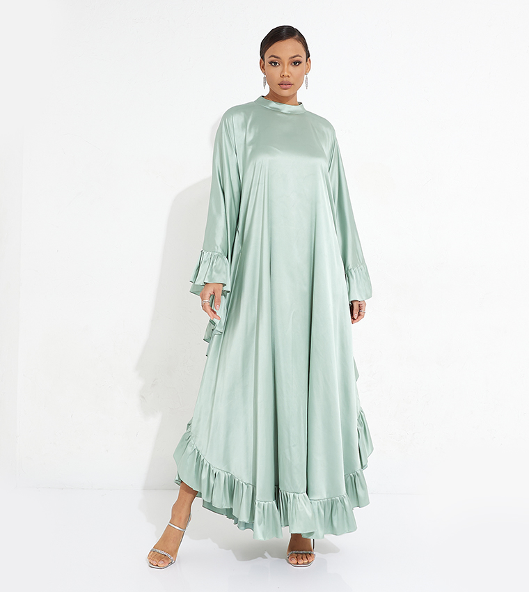 Ruffle Hem Asymmetric Abaya