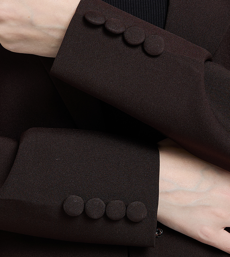 Solid Button Detail Jacket Abaya