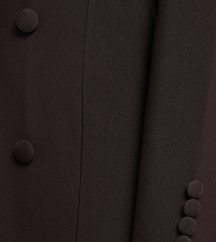 Solid Button Detail Jacket Abaya