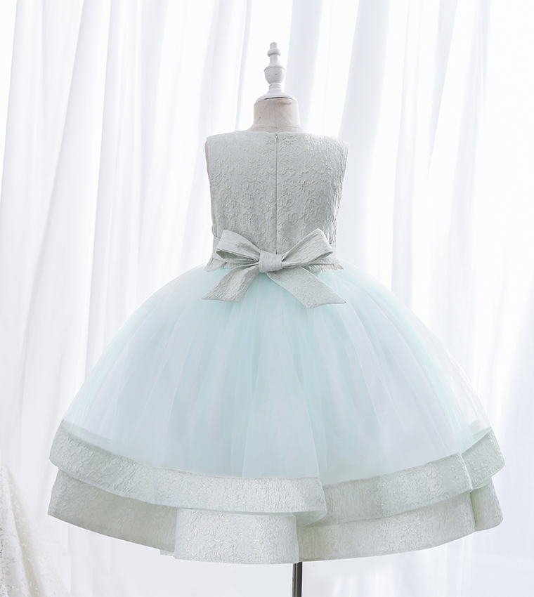 3D Flower Detail Layered Hem Party Dress