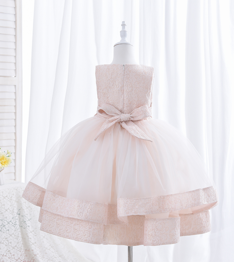 3D Flower Detail Layered Hem Party Dress