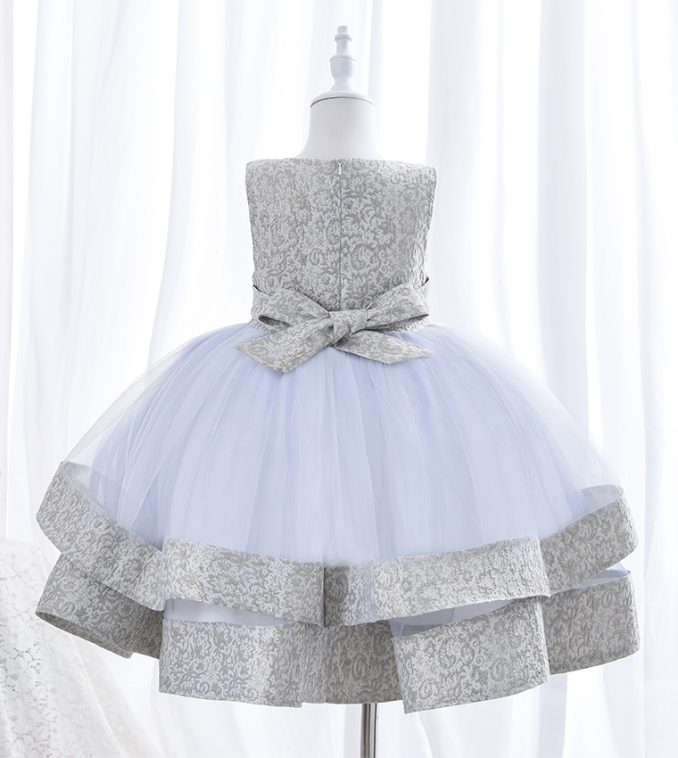 3D Flower Detail Layered Hem Party Dress