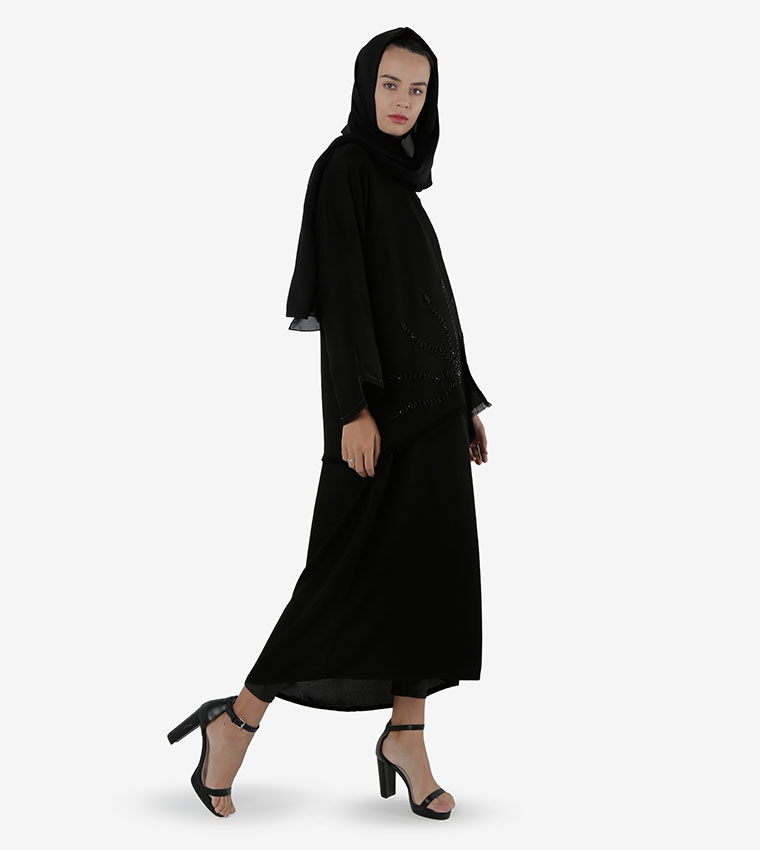 Bead Embellished Wide Sleeves Abaya