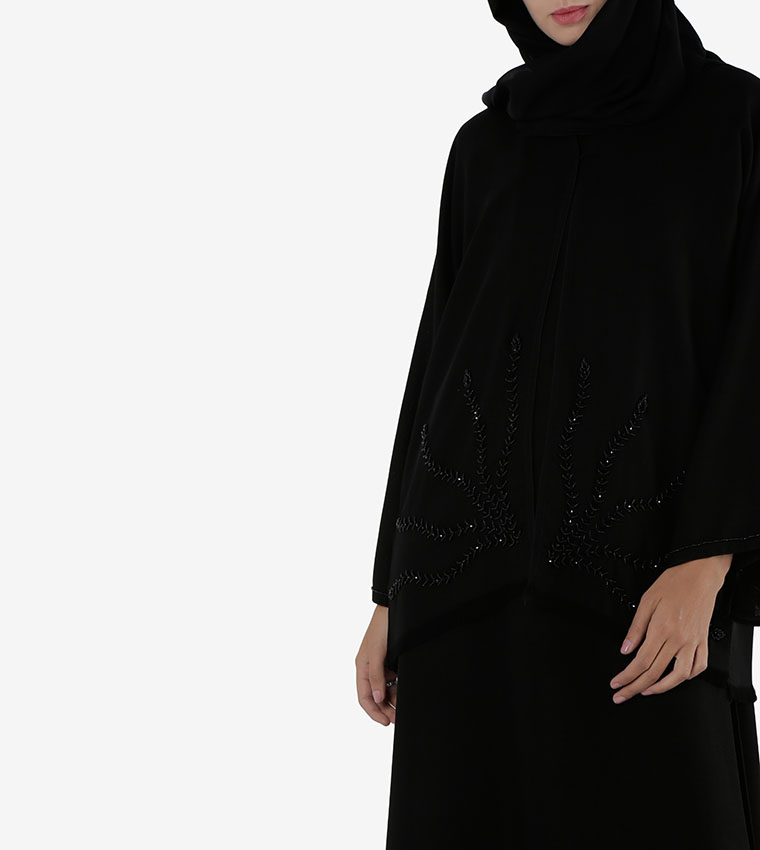 Bead Embellished Wide Sleeves Abaya