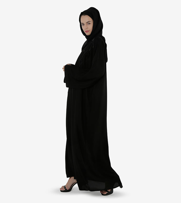 Bead Embellished Wide Sleeves Abaya