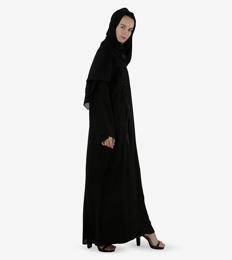 Bead Embellished Wide Sleeves Abaya