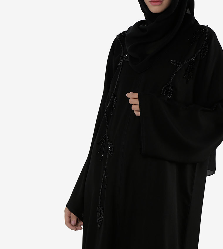 Bead Embellished Wide Sleeves Abaya
