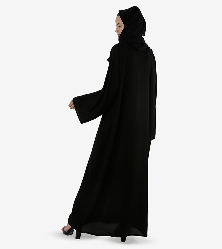 Bead Embellished Wide Sleeves Abaya