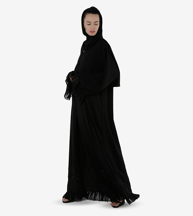 Bead Embellished Long Sleeves Abaya
