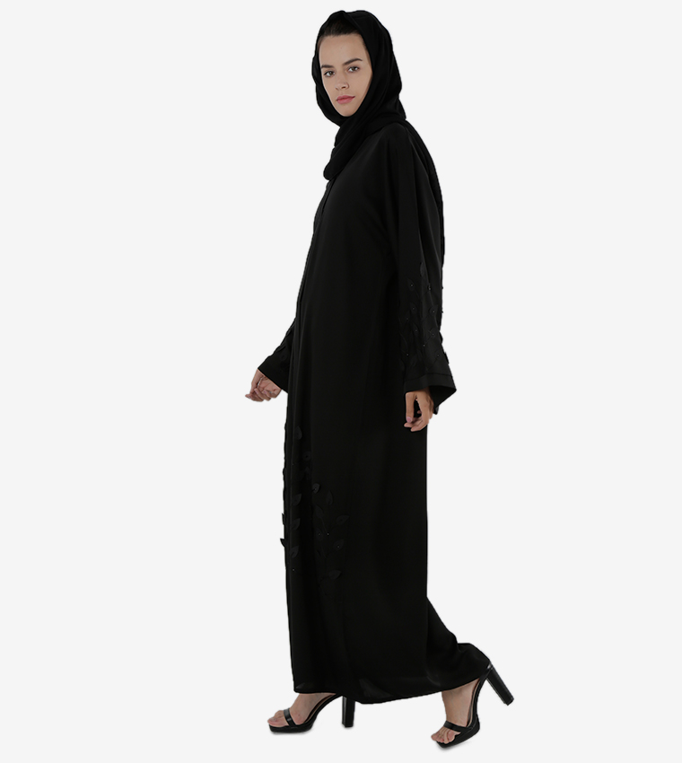 Embroidered Front Open Long Sleeves Abaya