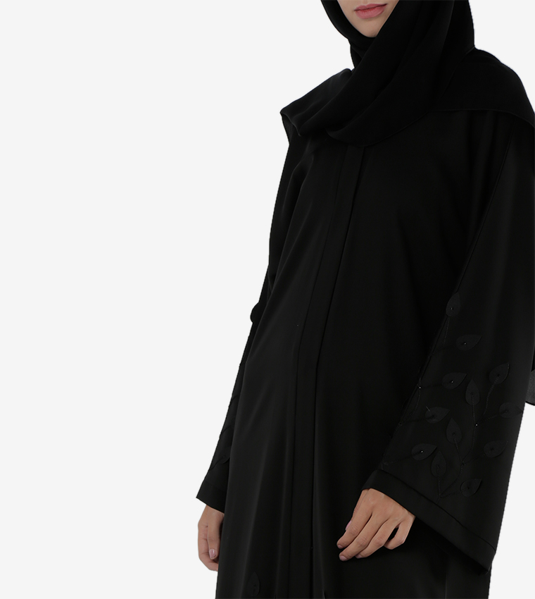 Embroidered Front Open Long Sleeves Abaya