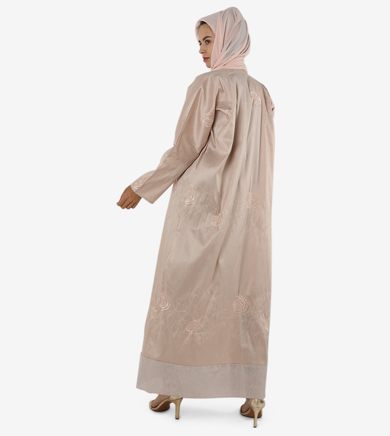 Pleated Long Sleeves V-Neck Abaya