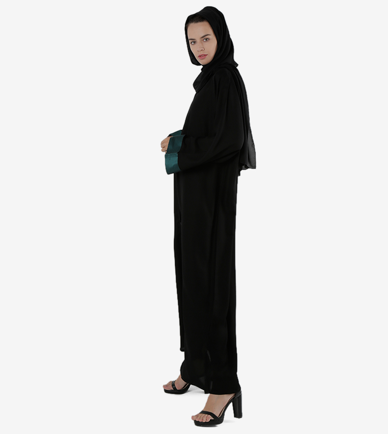 Long Sleeves Open Front V-Neck Abaya