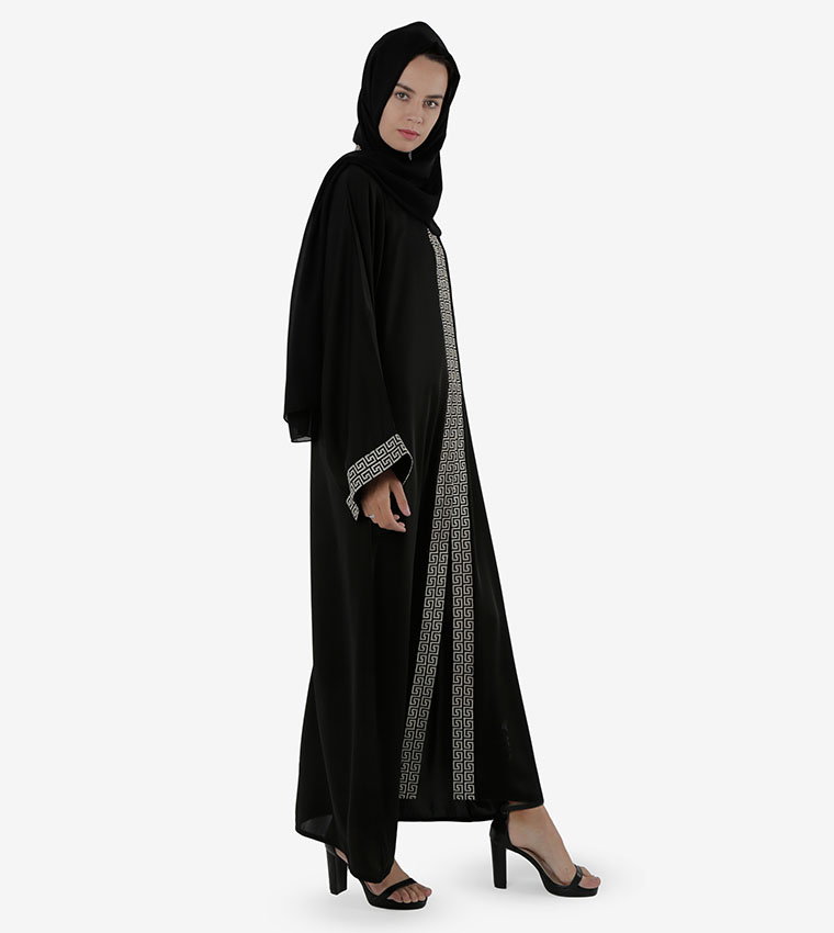 عباية كاجوال بتصميم طويل وواسع - أسود
