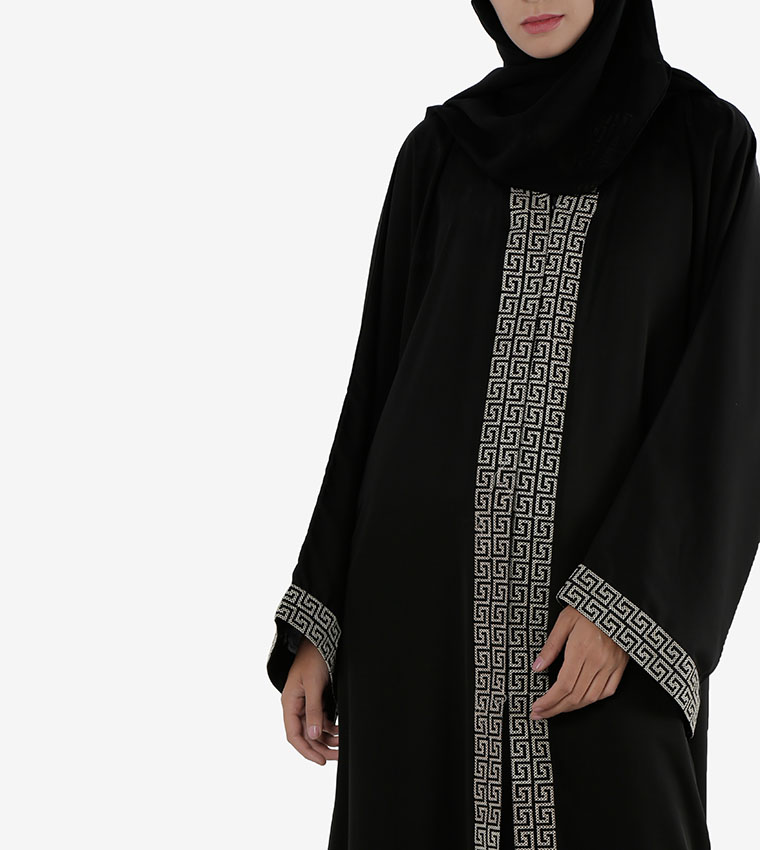 عباية كاجوال بتصميم طويل وواسع - أسود