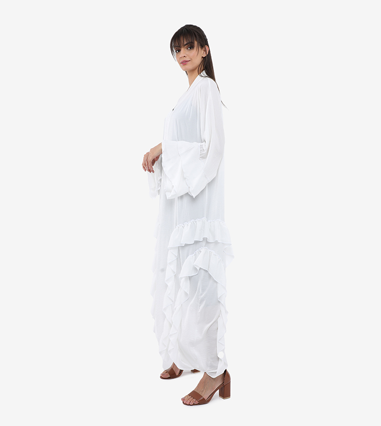 Ruffle Detailed Long Sleeves Abaya