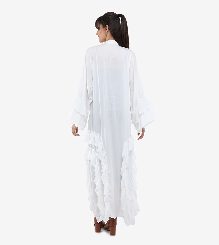 Ruffle Detailed Long Sleeves Abaya