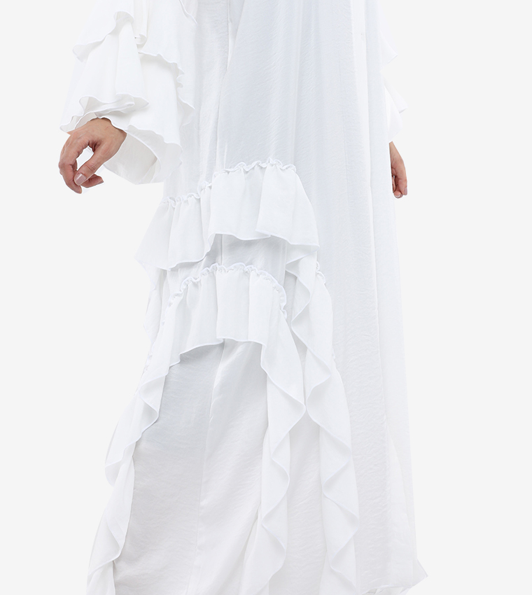 Ruffle Detailed Long Sleeves Abaya