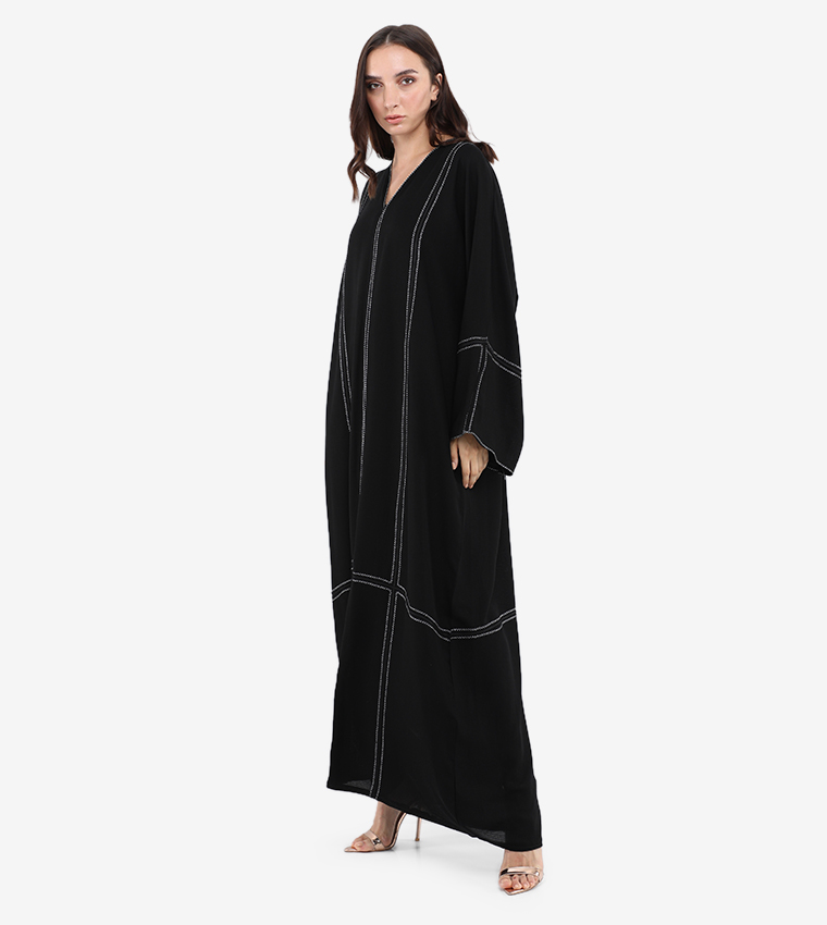 Long Sleeves V Neck Abaya