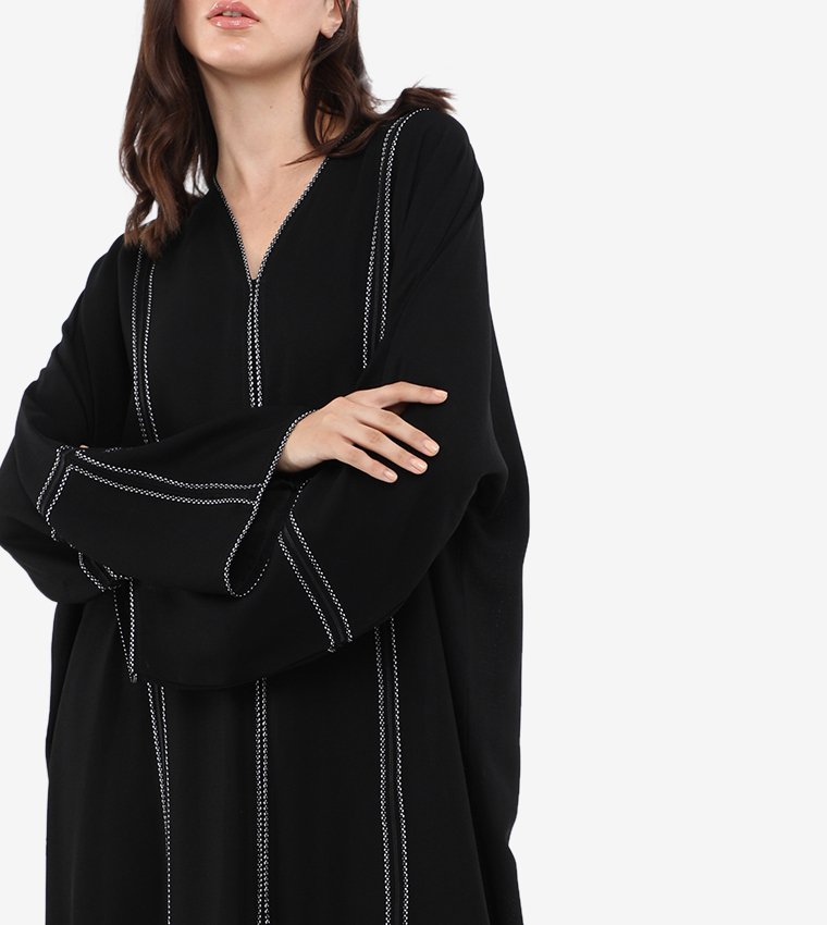 Long Sleeves V Neck Abaya
