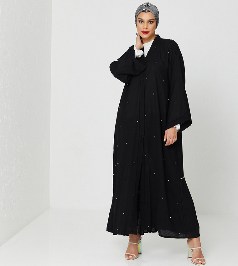 Bead Embellished Long Sleeves Abaya