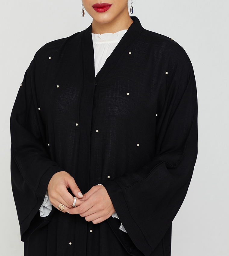 Bead Embellished Long Sleeves Abaya