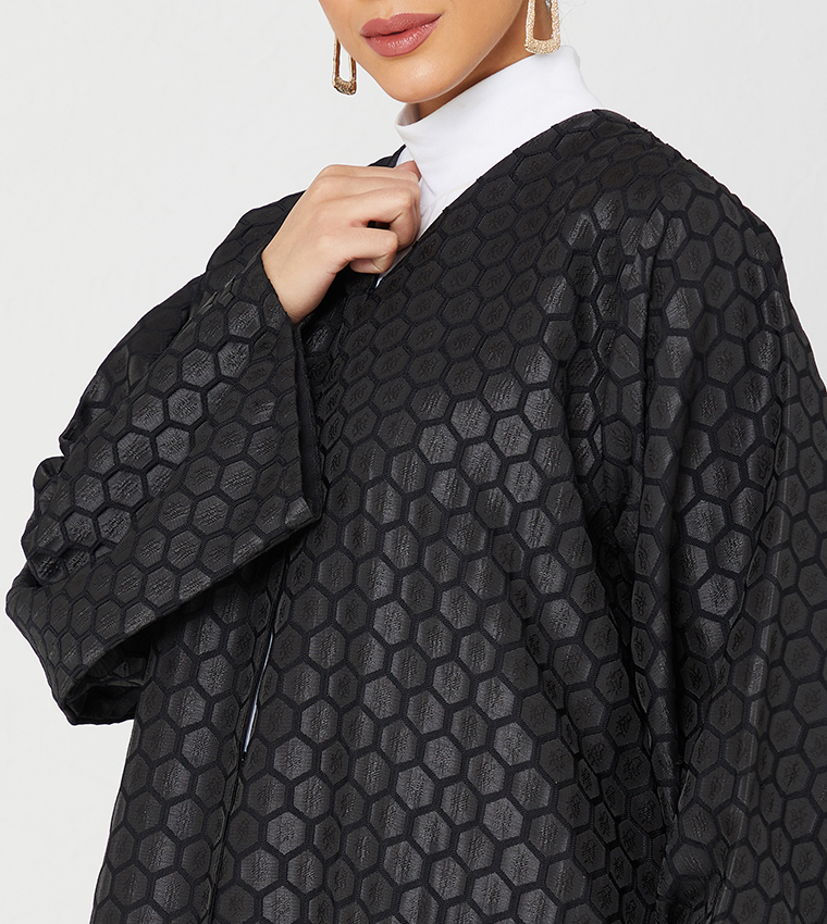 Abaya Design With Stone Hand Work-Black