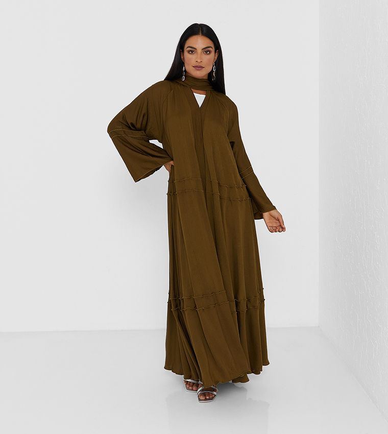 Henn Agreen Color Abaya On Pico Design As Umbrella Shape