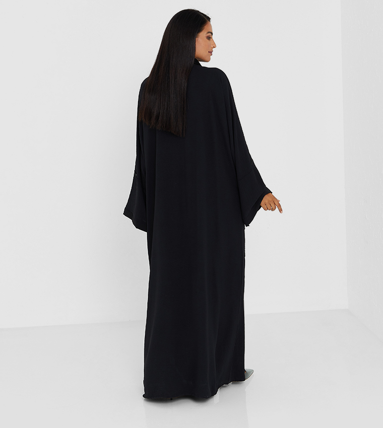 Black Color Abaya With Same Color Stone Hand Work Full Body