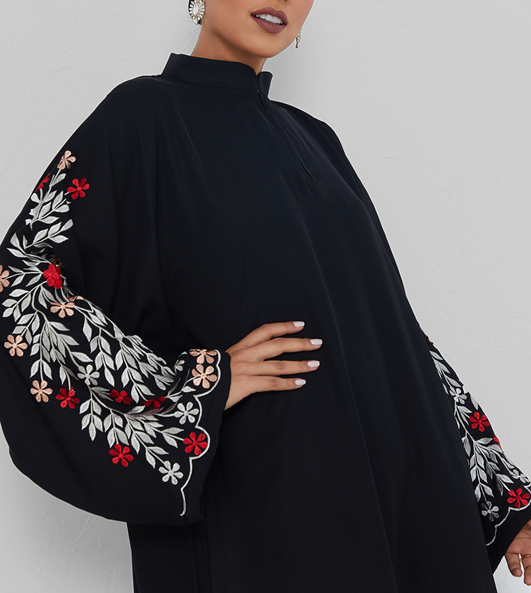 Print Detail Long Sleeves Abaya