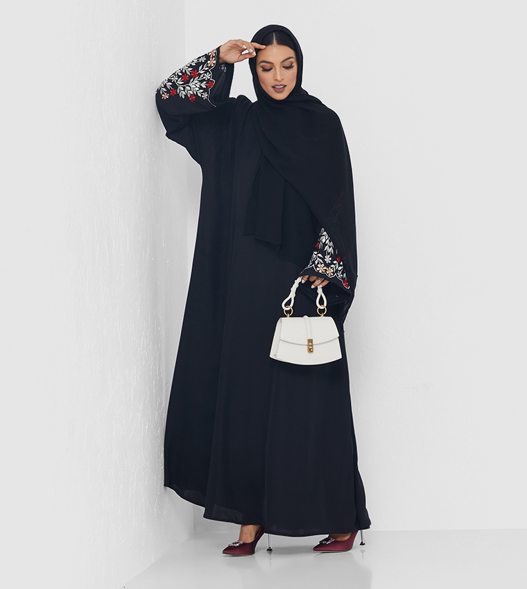 Print Detail Long Sleeves Abaya