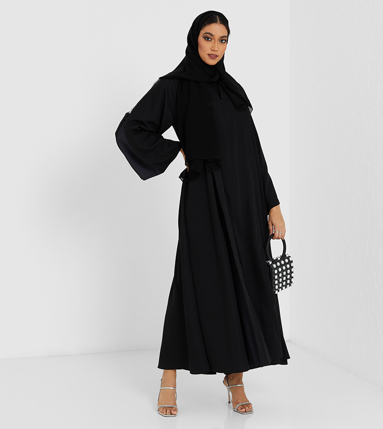 Embellished Detailed Long Sleeve Abaya