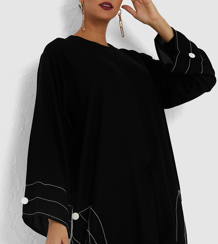 Color Block Flare Sleeves Abaya 