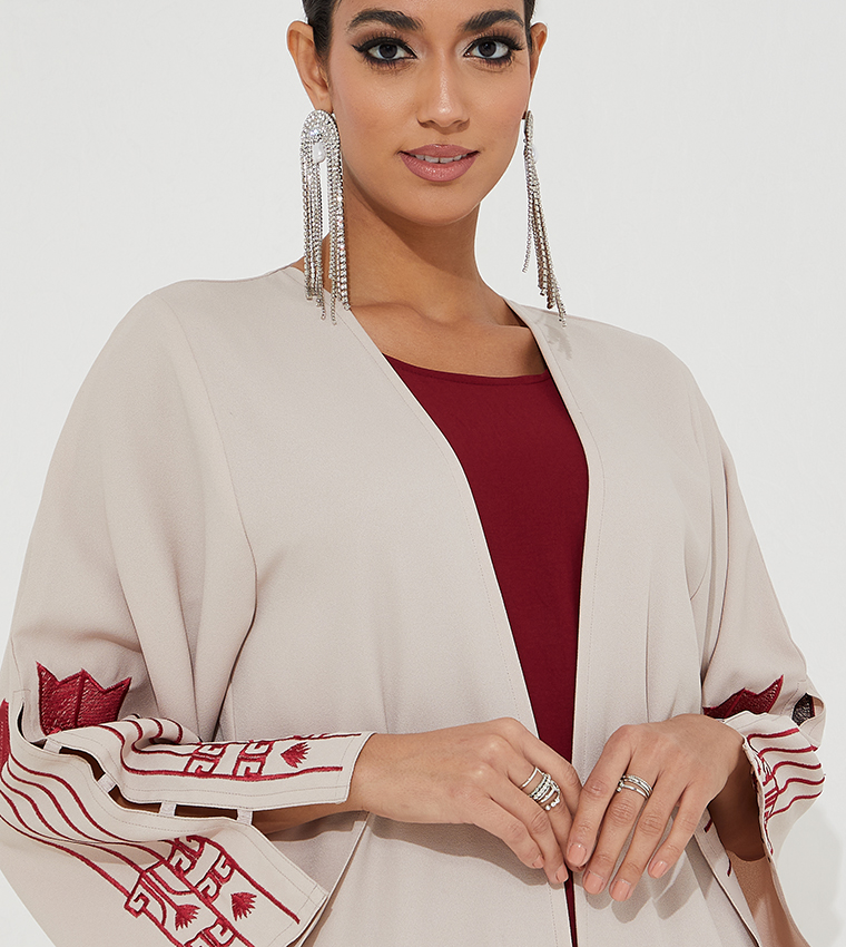 Embroidered Casual Abaya with Inner Dress