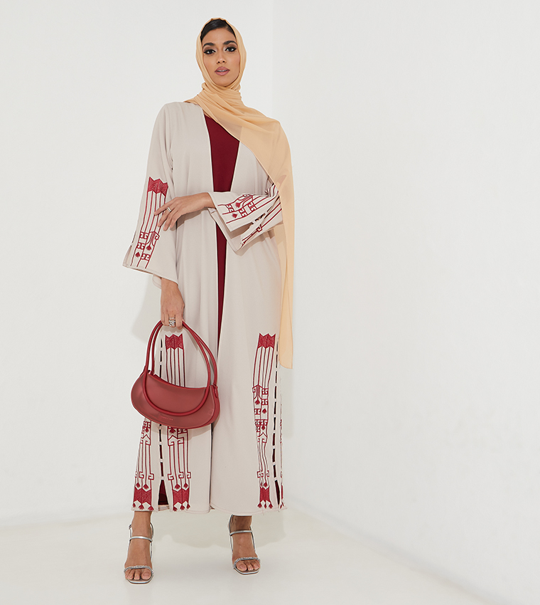 Embroidered Casual Abaya with Inner Dress