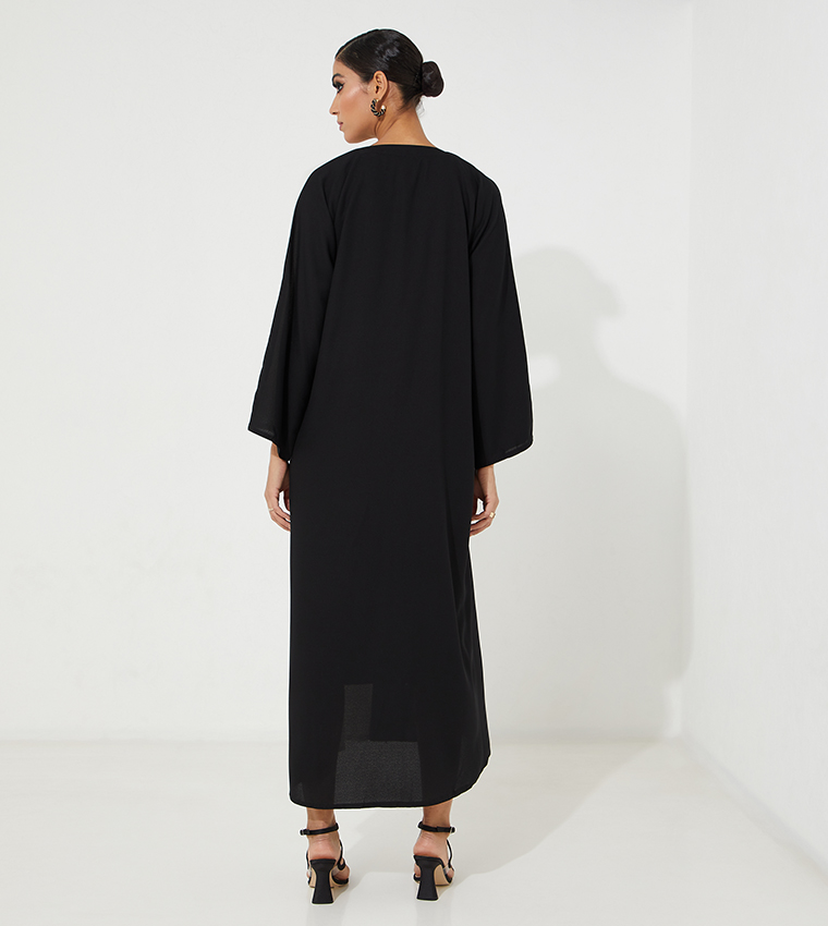 Color Block Hand Embroidered Abaya
